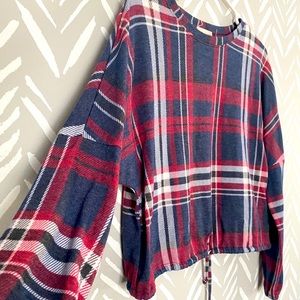 Poncho style flannel shirt